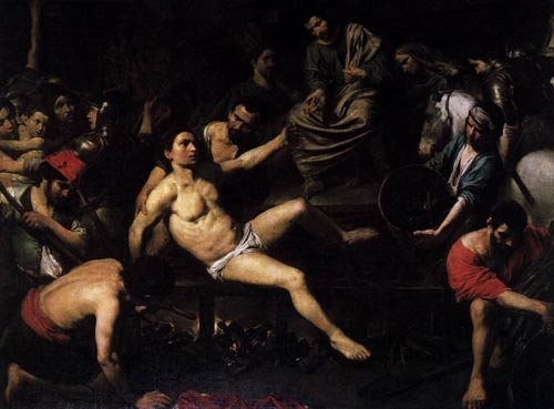 Martirio di San Lorenzo (Valentine de Boulogne, 1621) martirio quadro seicento
