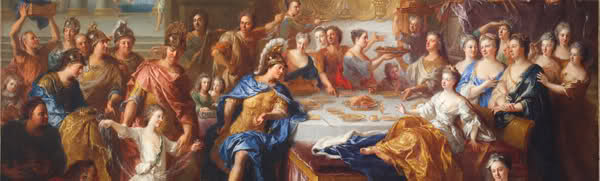 La corte dei duchi del Maine rappresentati come Enea e Didone da François Troy