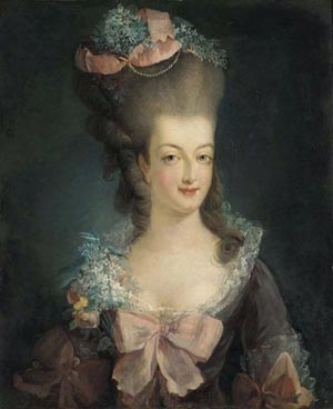 Maria Antonietta con un tipico pouf