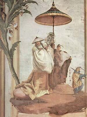 Affreschi di villa Valmarana di Giovanni Domenico Tiepolo chiaramente ispirati dall'imperante moda delle 