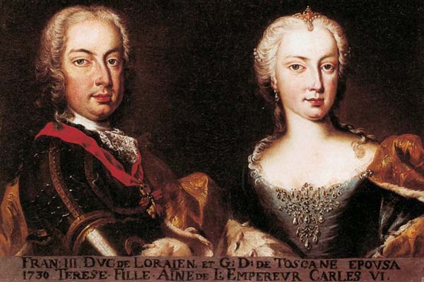 Maria Teresa e Francesco Stefano di Lorena ritratti all'epoca del granducato di Toscana