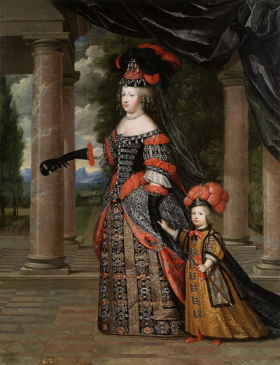 Maria Teresa d'Austria, regina di Francia, con il figlio, il gran Delfino