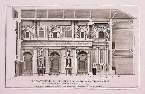 Spaccato della chiesa di Gesu Maria nella via del Corso rainaldi gesu maria via corso