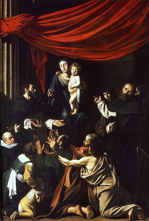 caravaggio madonna rosario anno 1607