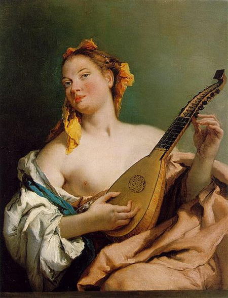 donna con mandolino - 1755-60 di Gianbattista Tiepolo donna mandolino tiepolo