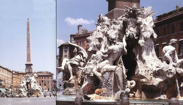 Bernini fontana 4 fiumi particolare