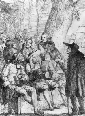 lettura di un giornale nel XVIII secolo