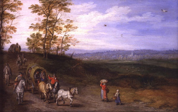 Una strada con passanti nel seicento, Jan Brueghel il Vecchio