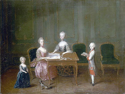 I figli più piccoli di Maria Teresa d'Austria nell'ora dedicata allo studio