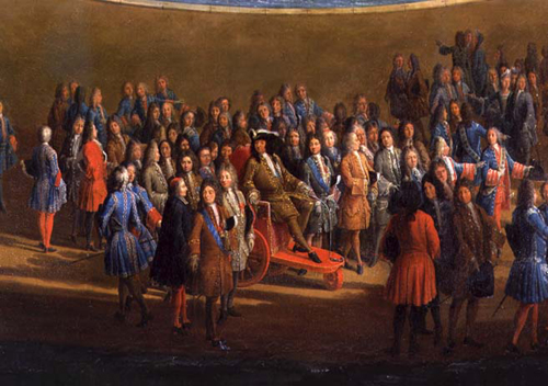 passeggiata di Luigi XIV con una speciale sedia portantina -  Denis Martin Pierre, 1713