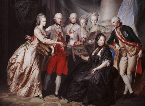 Giuseppe II accanto alla madre e ad alcuni membri della sua famiglia - dipinto di Heinrich Fuger